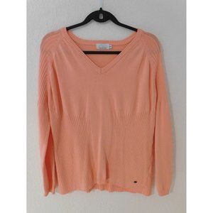 Cracked Wheat Women's Peach V Neck Pullover Sweater Cotton